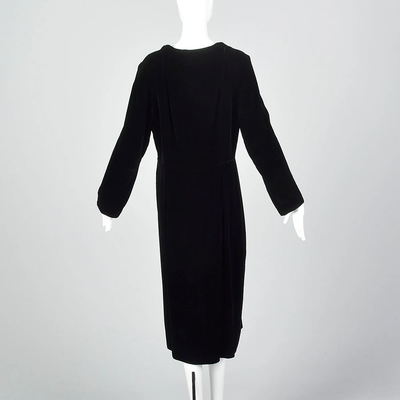 1950s Black Velvet Dress with Sweetheart Neckline