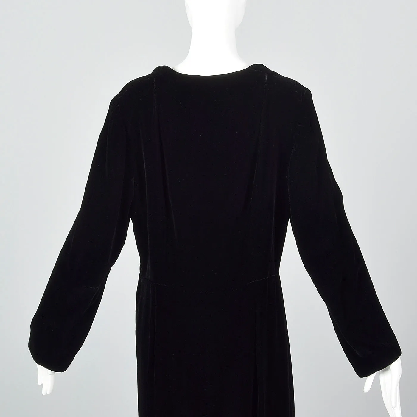 1950s Black Velvet Dress with Sweetheart Neckline