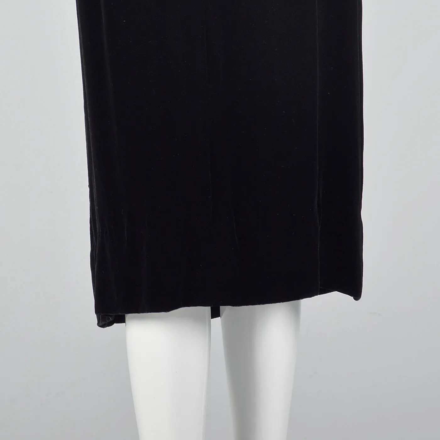 1950s Black Velvet Dress with Sweetheart Neckline