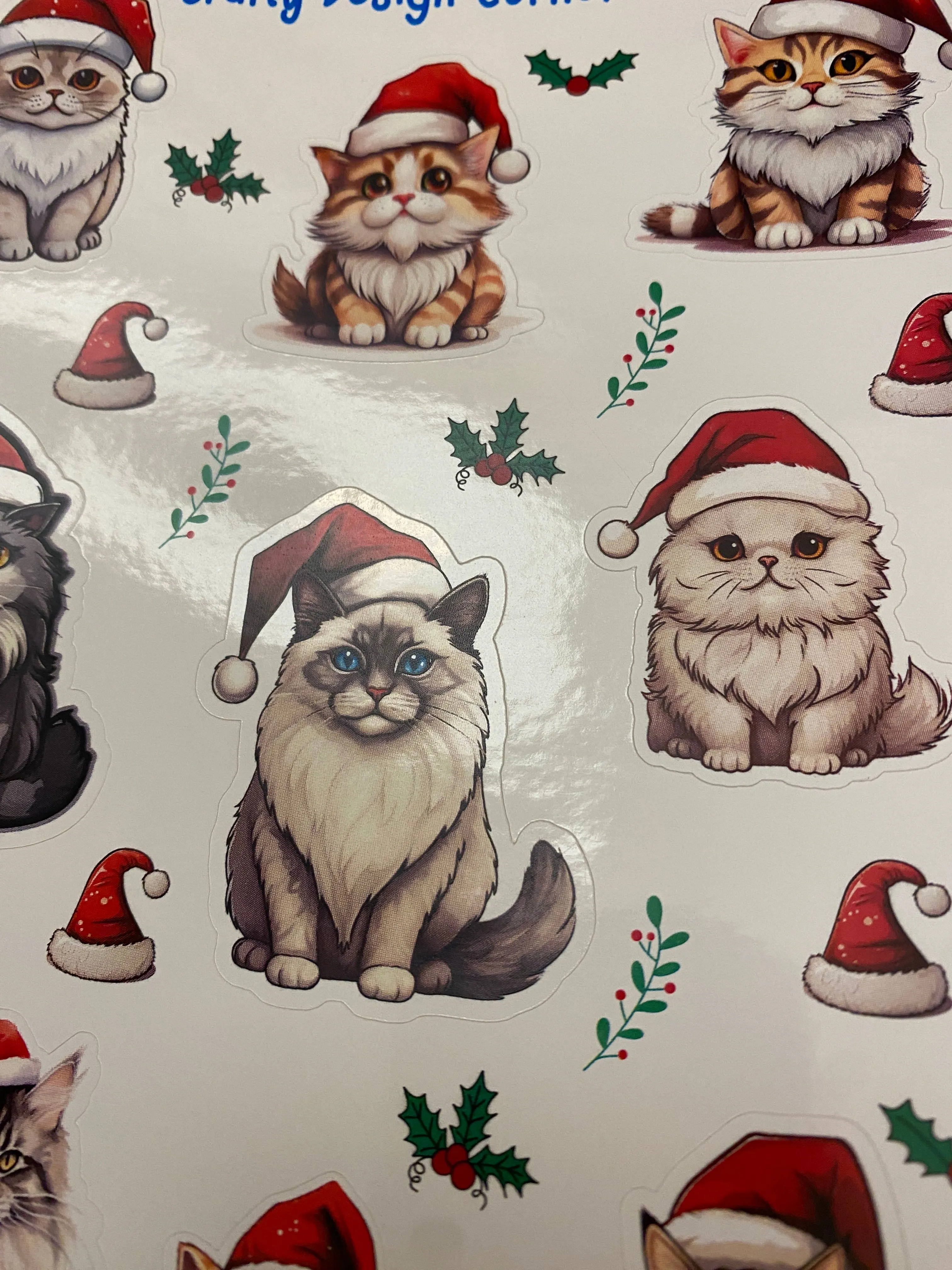 2 sheets Santa kitties sticker, Santa cats Sticker Sheet, cat Sticker Sheet, Christmas Kitties, Christmas Cat Stickers, Cat with Santa hat