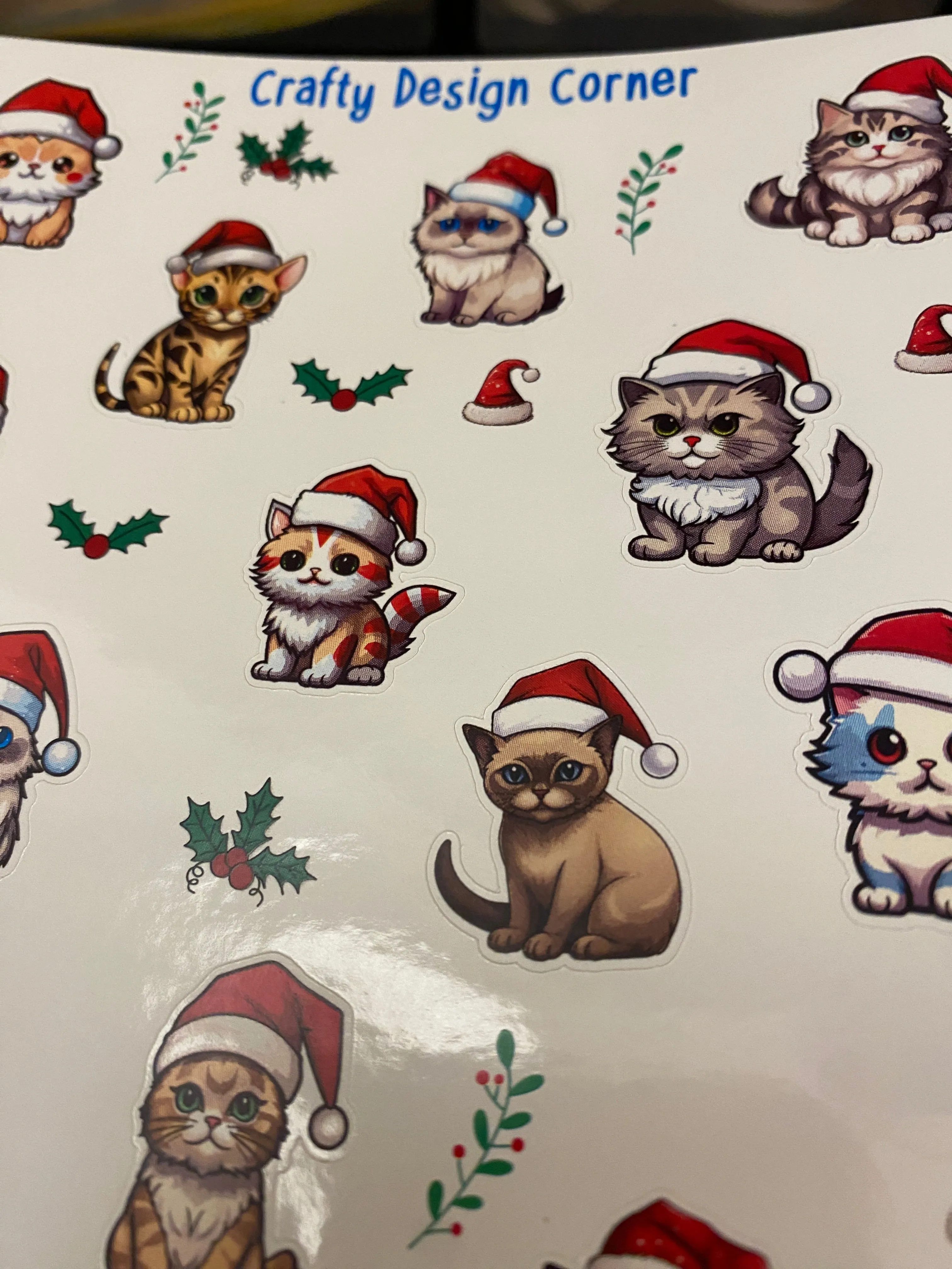 2 sheets Santa kitties sticker, Santa cats Sticker Sheet, cat Sticker Sheet, Christmas Kitties, Christmas Cat Stickers, Cat with Santa hat