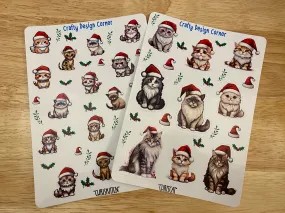 2 sheets Santa kitties sticker, Santa cats Sticker Sheet, cat Sticker Sheet, Christmas Kitties, Christmas Cat Stickers, Cat with Santa hat
