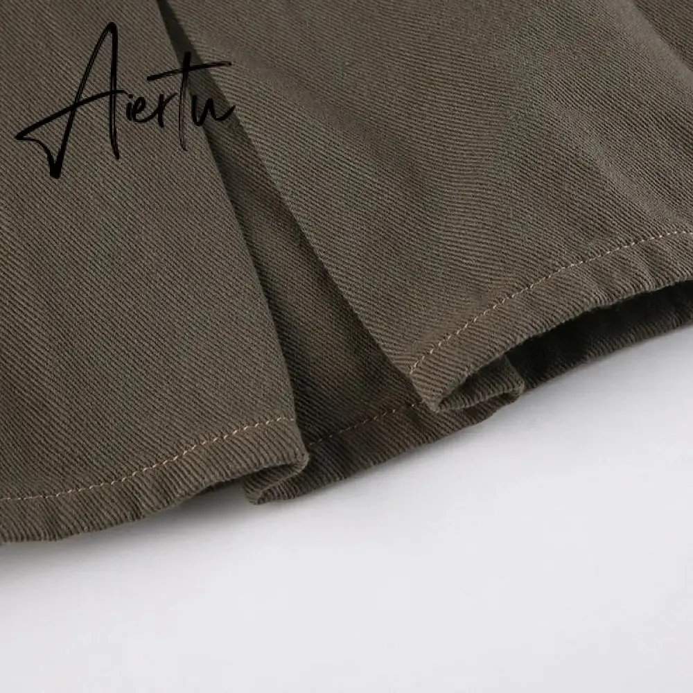 Aiertu Women Y2K Grunge Denim Skirt with Star Pattern Patchwork Summer Zipper High Waist Pleated A-line Mini Skirts Fashion Clothes
