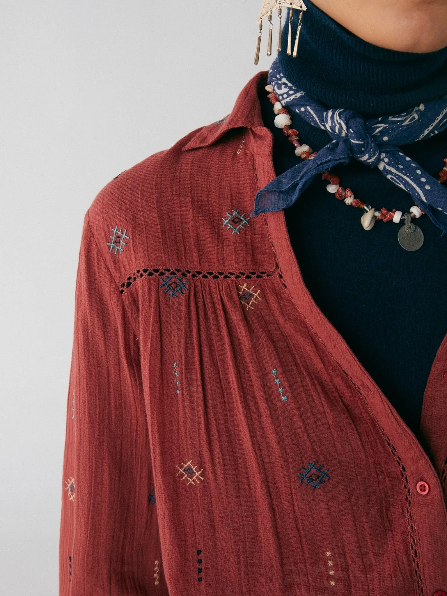Berenice Blouse - Tetris Rust