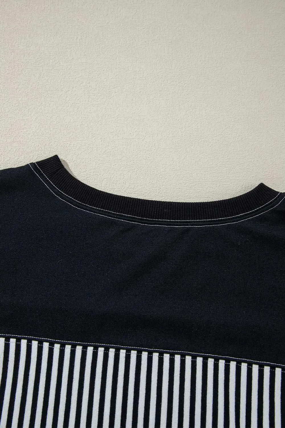 Black & White Striped Patchwork Oversized Tee – Bold Stripes, Unstoppable Vibes