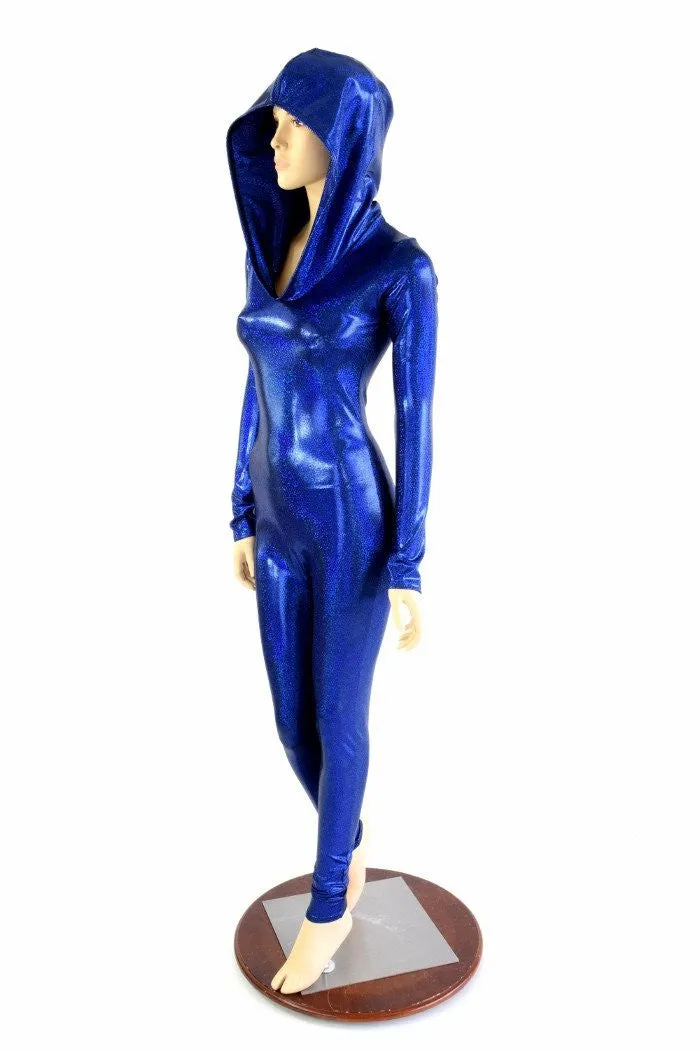 Blue Sparkly Hooded Catsuit