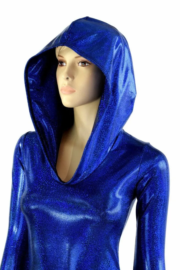 Blue Sparkly Hooded Catsuit