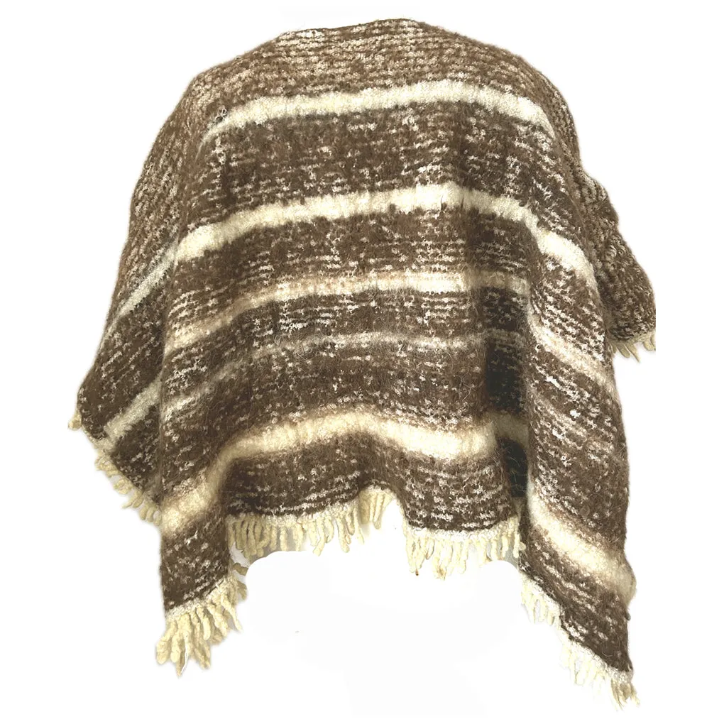 Cosy mohair wool knit vintage 1970s blanket poncho