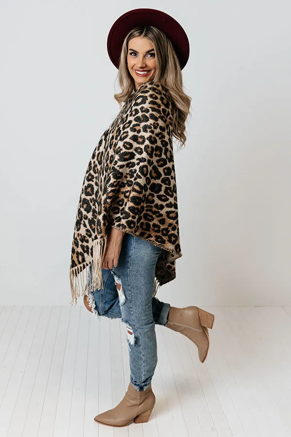 Cozy Drop Leopard Poncho