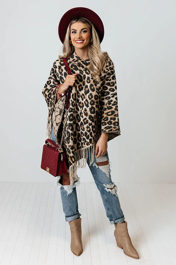 Cozy Drop Leopard Poncho