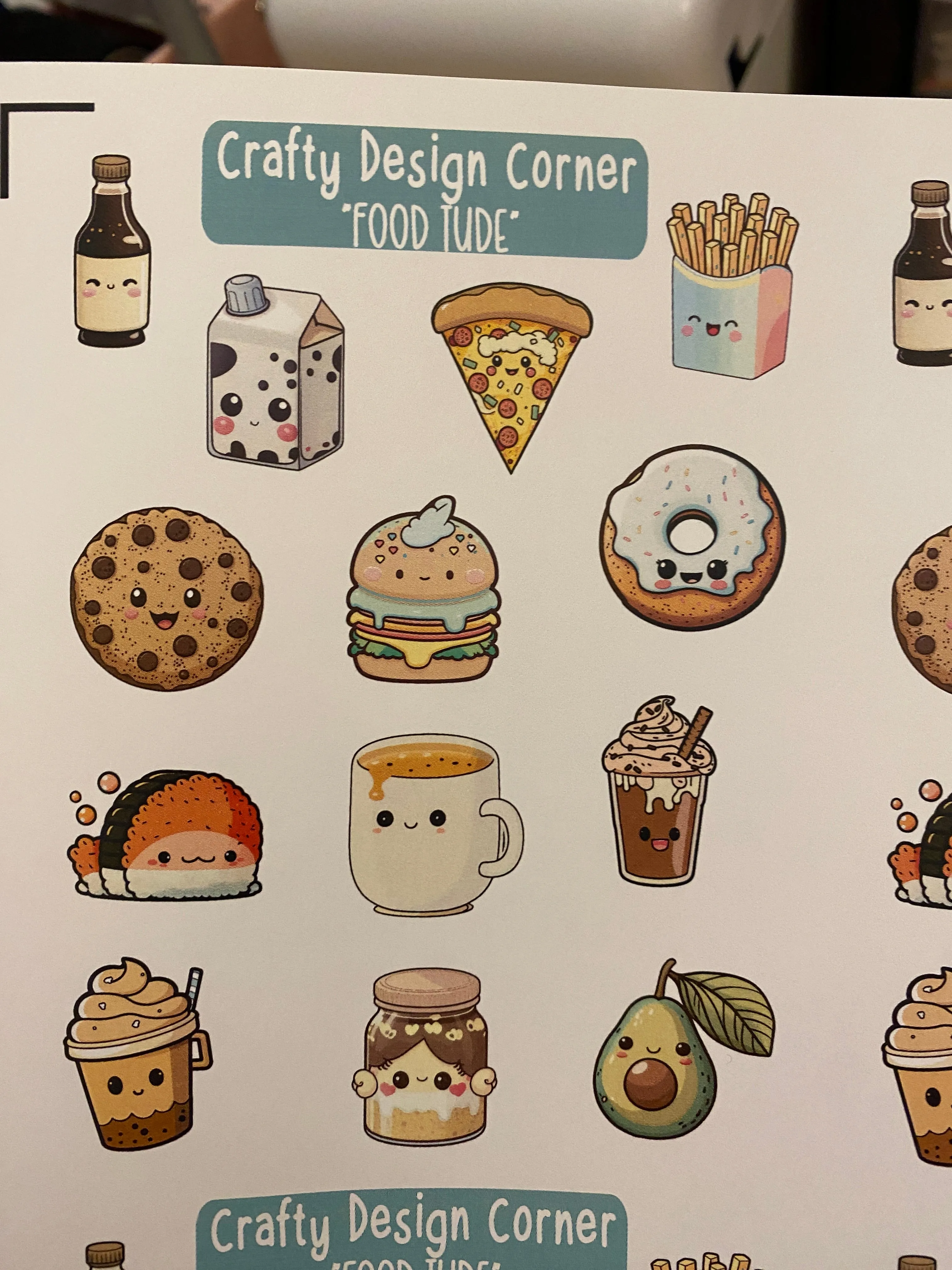Cute Food Face Planner Sticker sheet