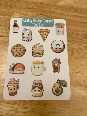 Cute Food Face Planner Sticker sheet