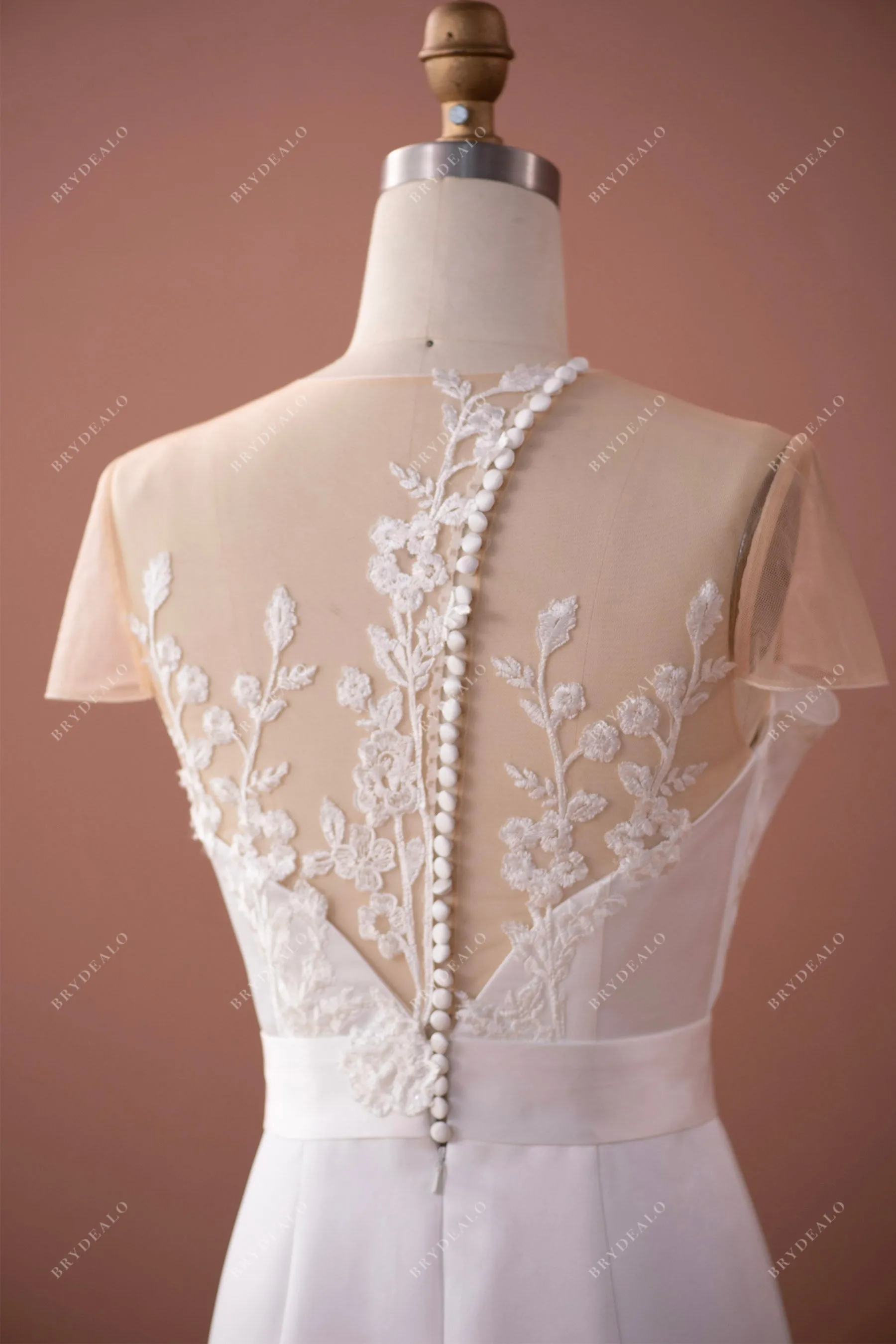 Designer Ruffled Satin Inclined Buttoned Back Mermaid Bridal Gown