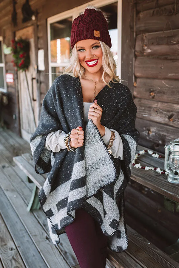 Distance to Denver Poncho In Dark Charcoal