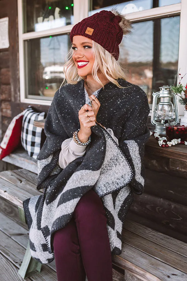 Distance to Denver Poncho In Dark Charcoal