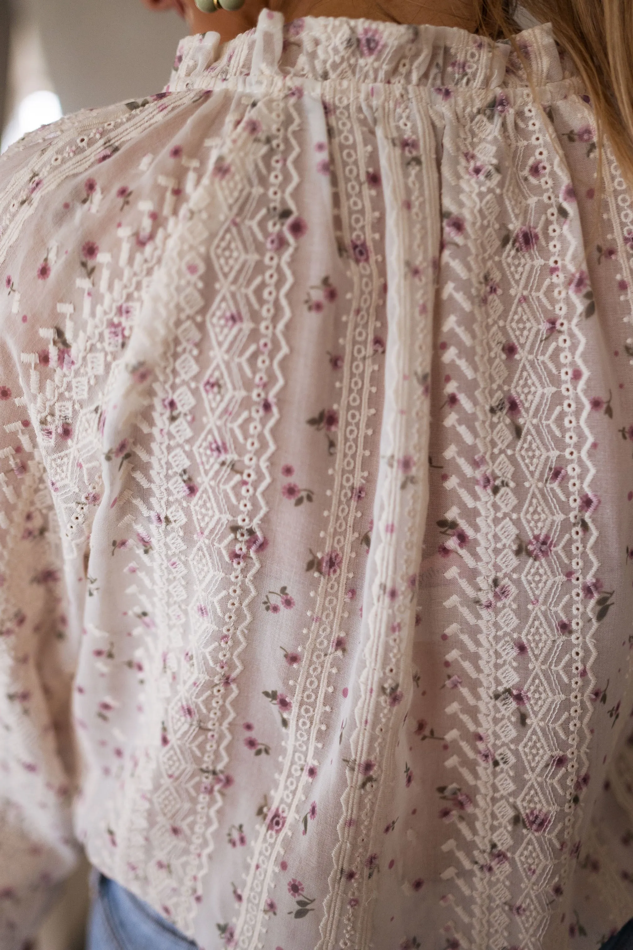 Ecru Patterned Aiden Blouse