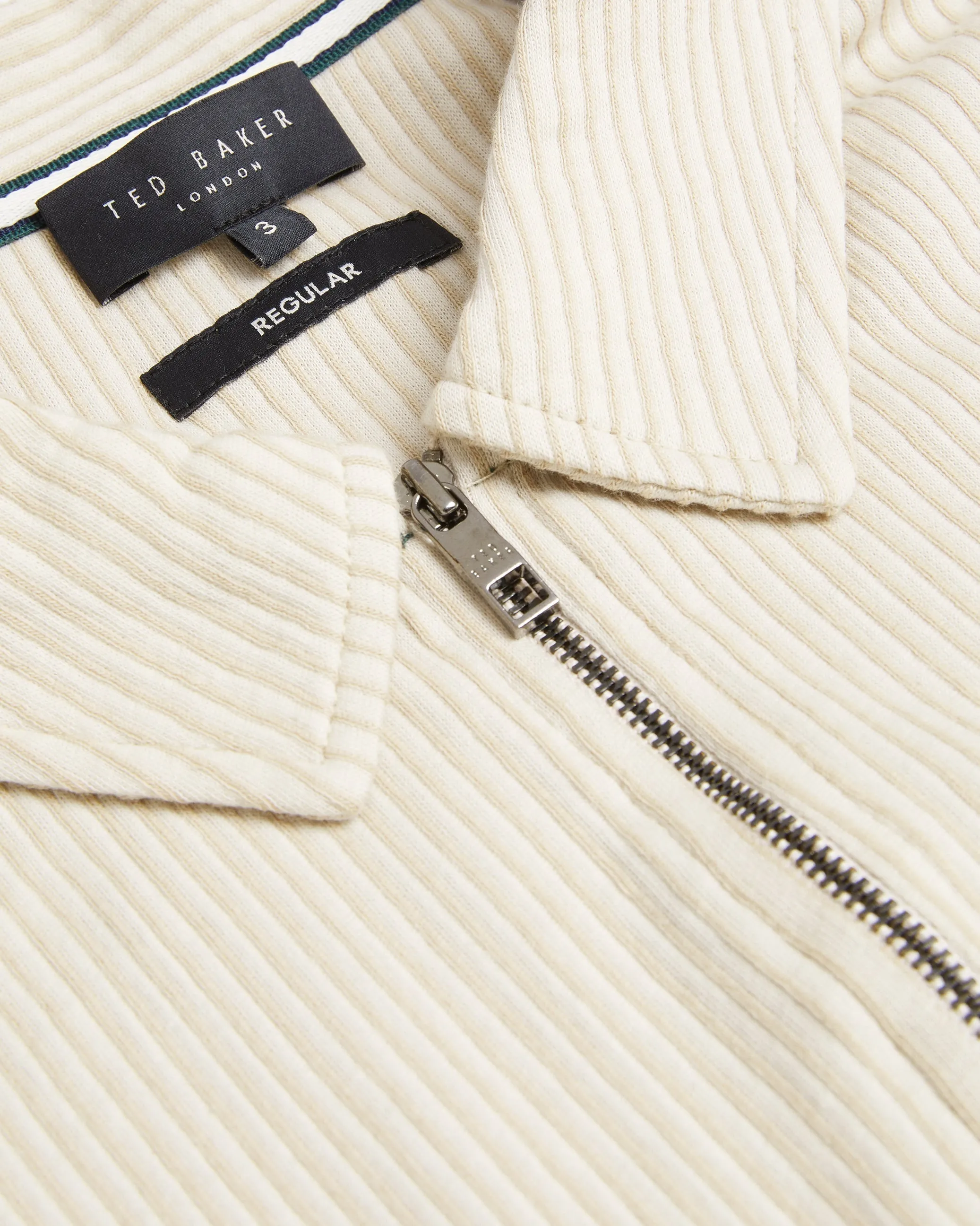 Elgrave Ss Regular Textured Half-Zip Polo Beige