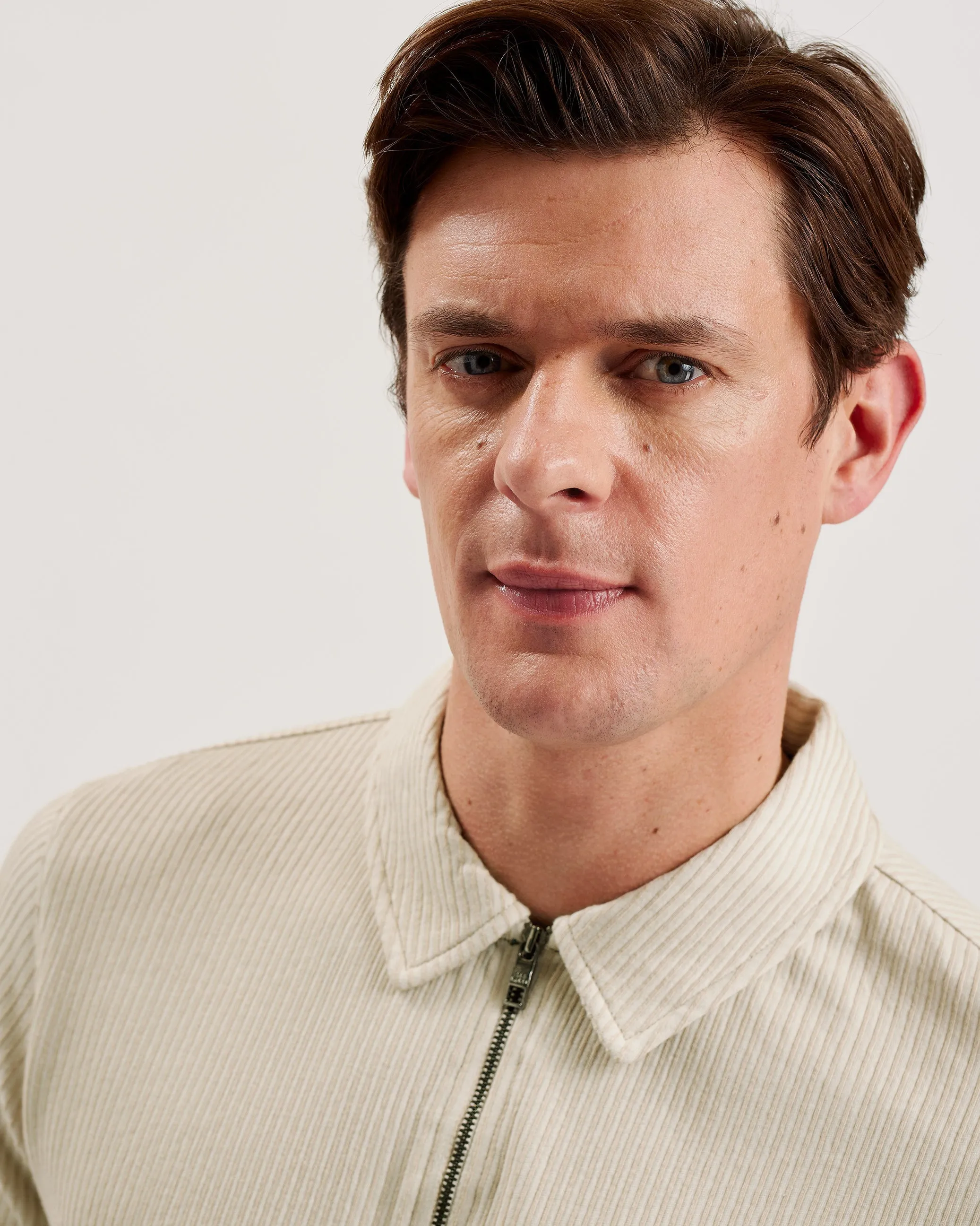 Elgrave Ss Regular Textured Half-Zip Polo Beige