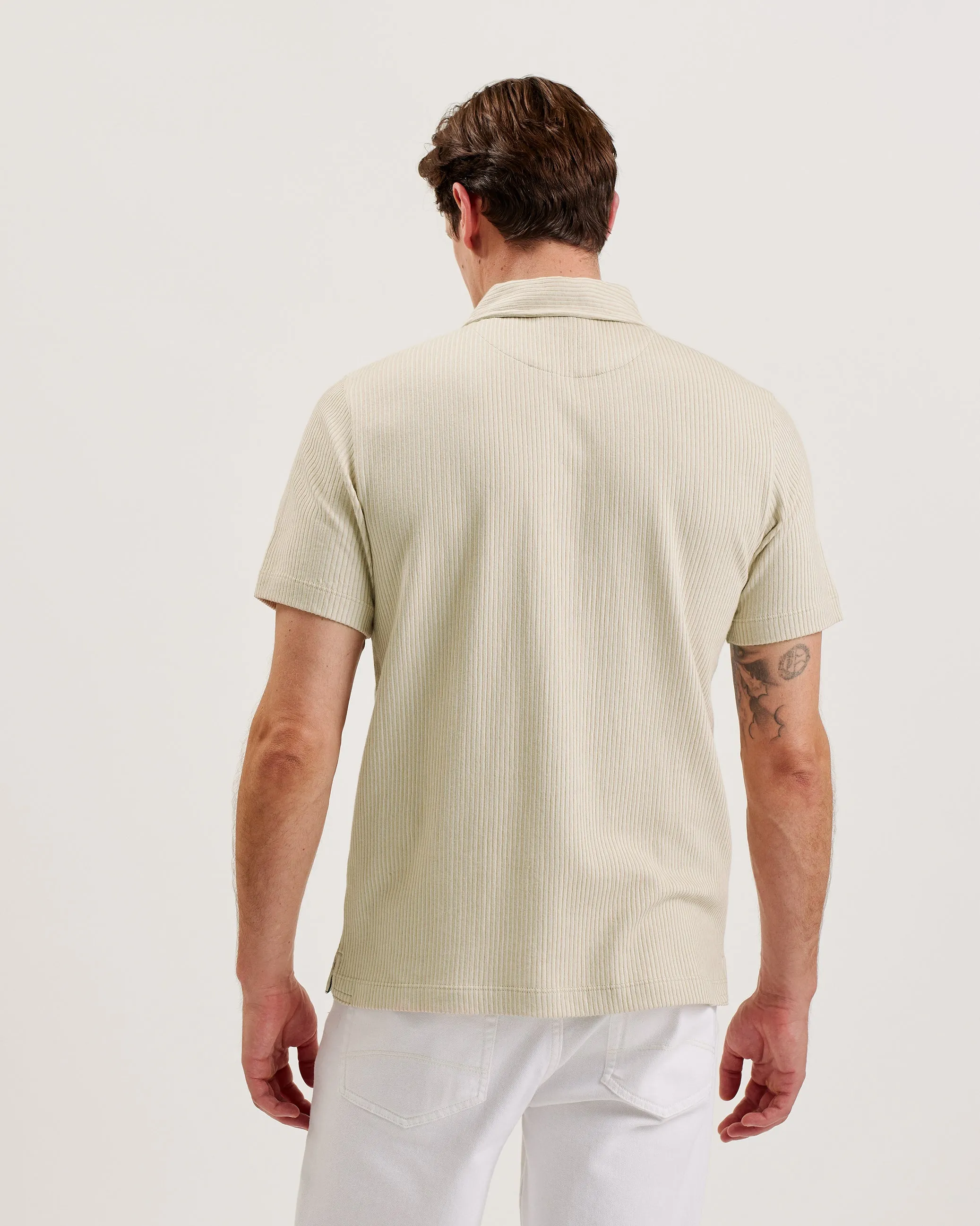 Elgrave Ss Regular Textured Half-Zip Polo Beige