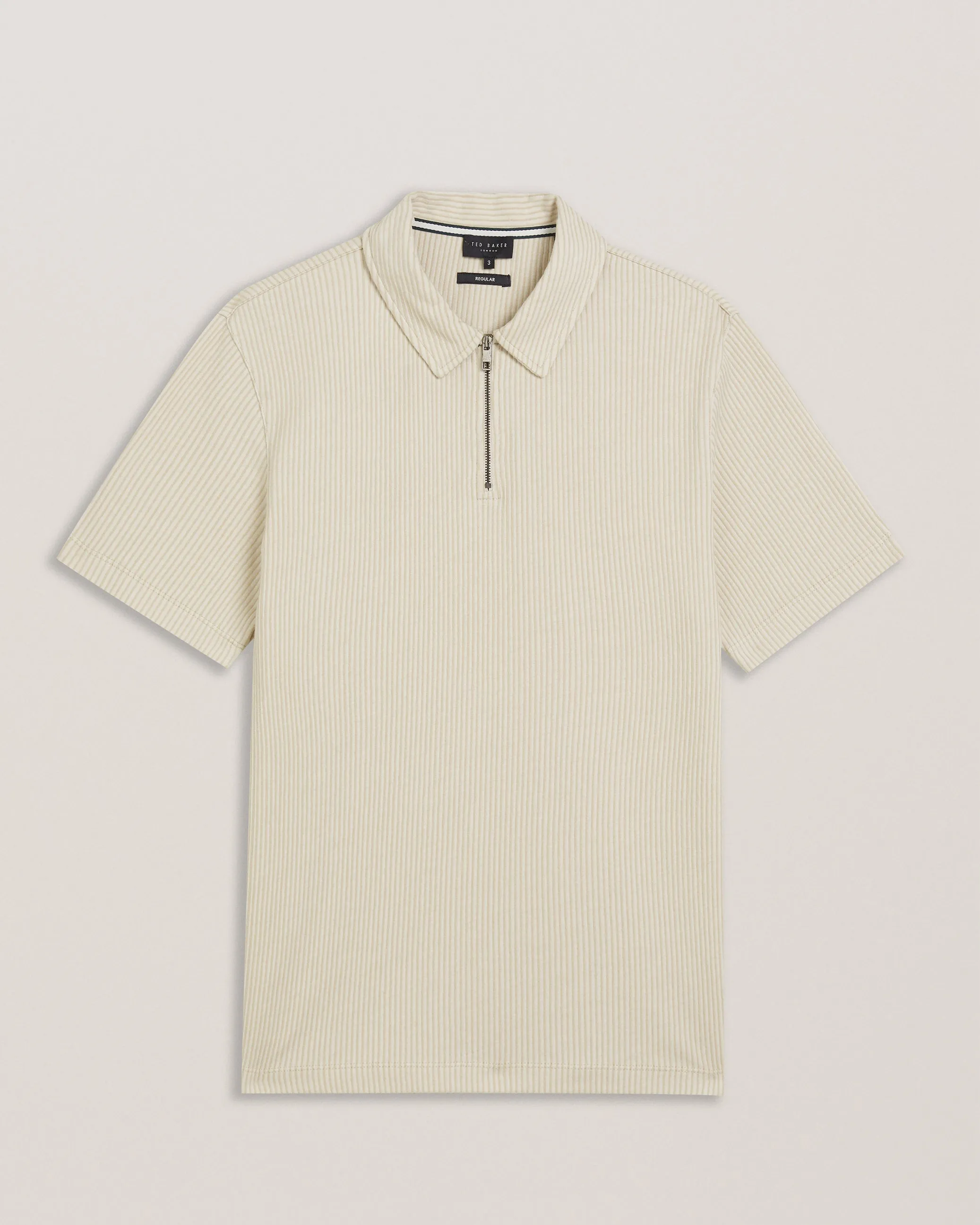 Elgrave Ss Regular Textured Half-Zip Polo Beige