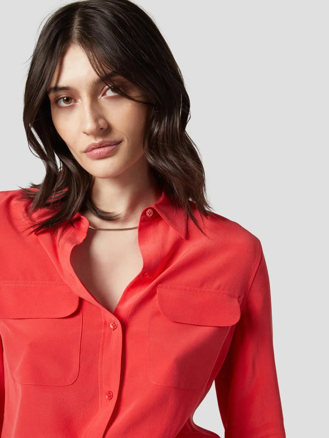 EQUIPMENT SLIM SIGNATURE SILK SHIRT - Hibiscus