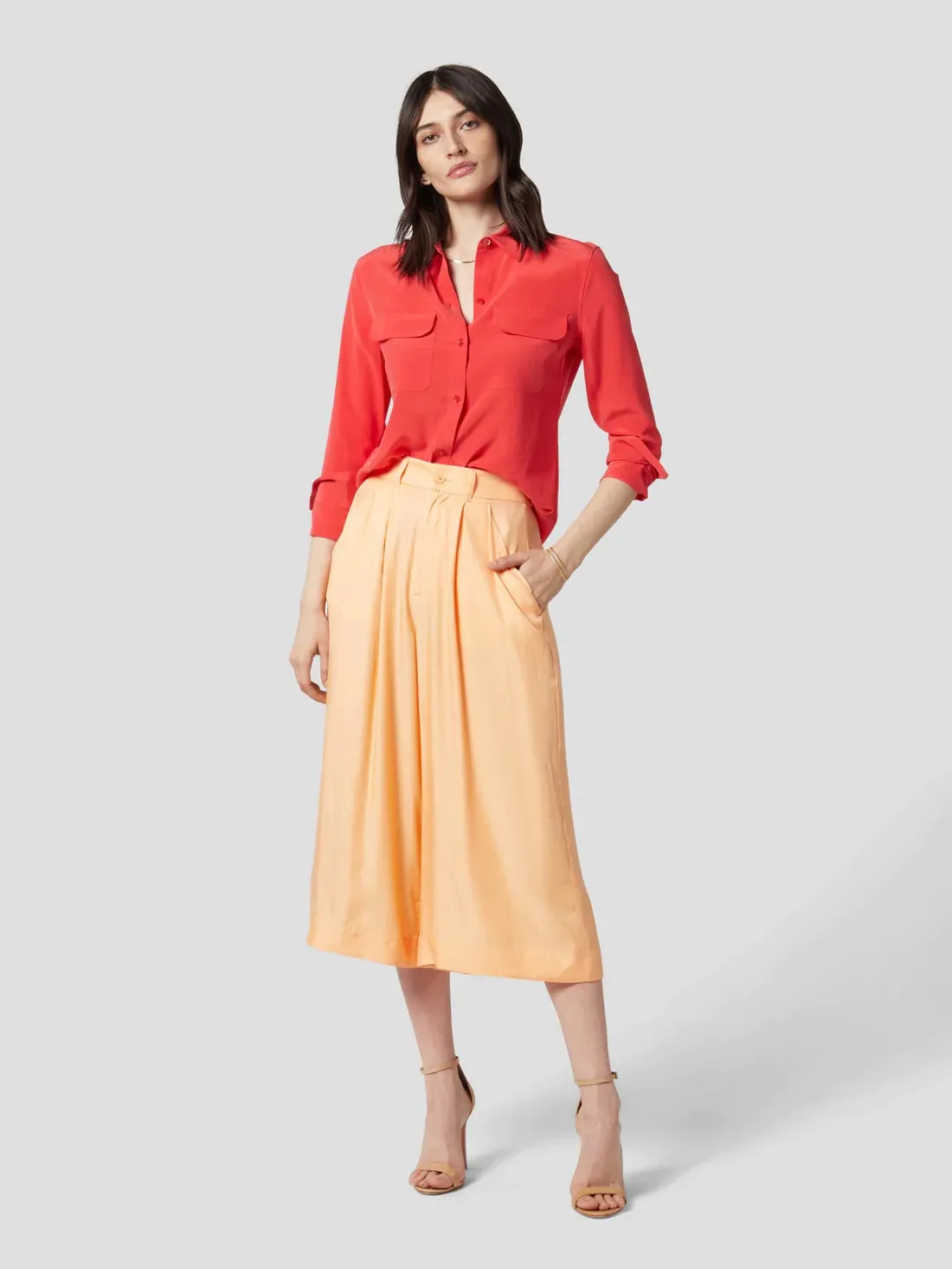 EQUIPMENT SLIM SIGNATURE SILK SHIRT - Hibiscus