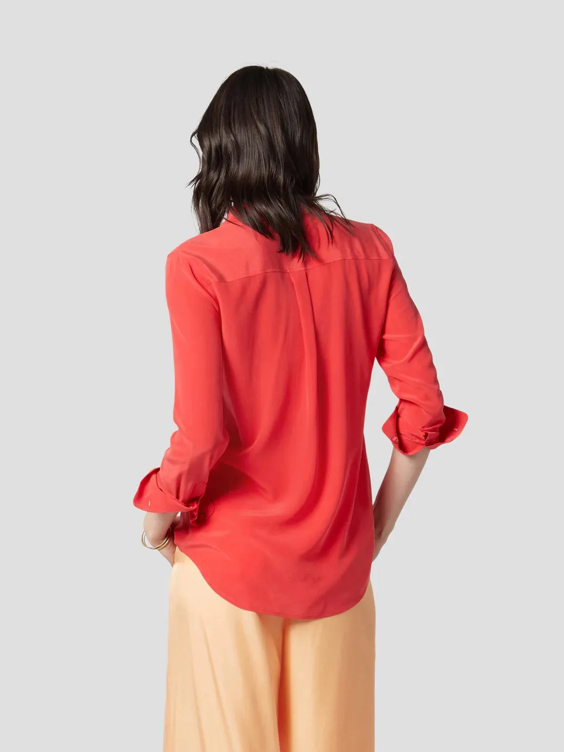 EQUIPMENT SLIM SIGNATURE SILK SHIRT - Hibiscus