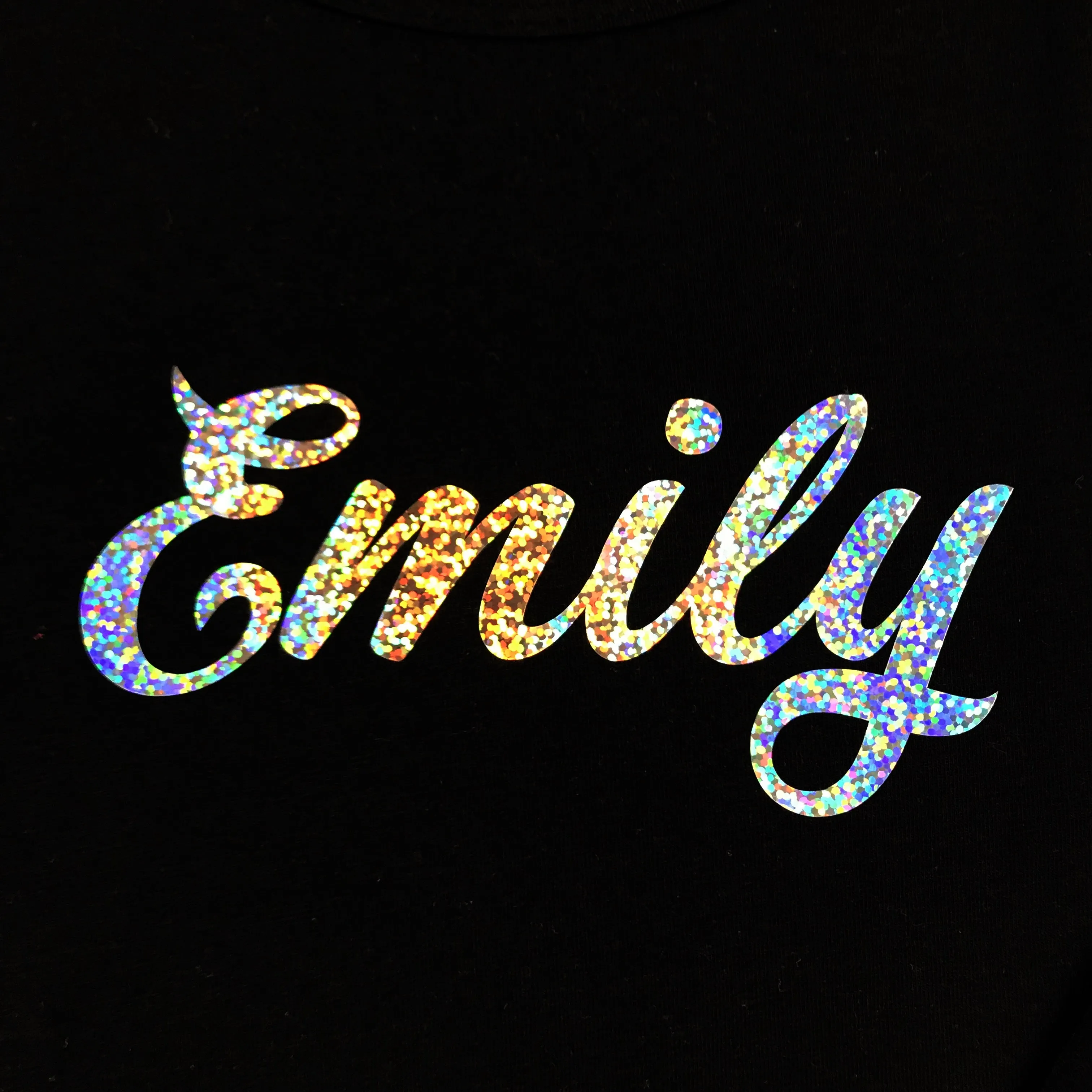 Girls Sparkly Personalised Long Sleeve Black T Shirt