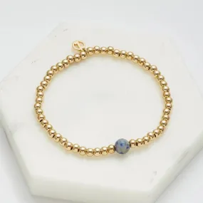 Gold Bead Bracelet - Navy