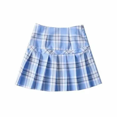 Graduation Gifts  High Waist Sexy Plaid Patchwork Short Skirt For Women Ruffles Pleated Above Knee Mini Striped Harajuku Skirt Summer 2021 New D8