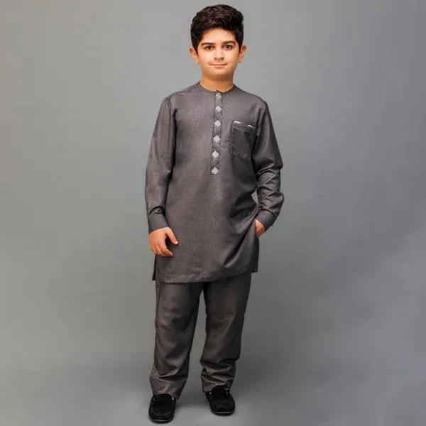 GREY PLAIN TUNIC TROUSER SET