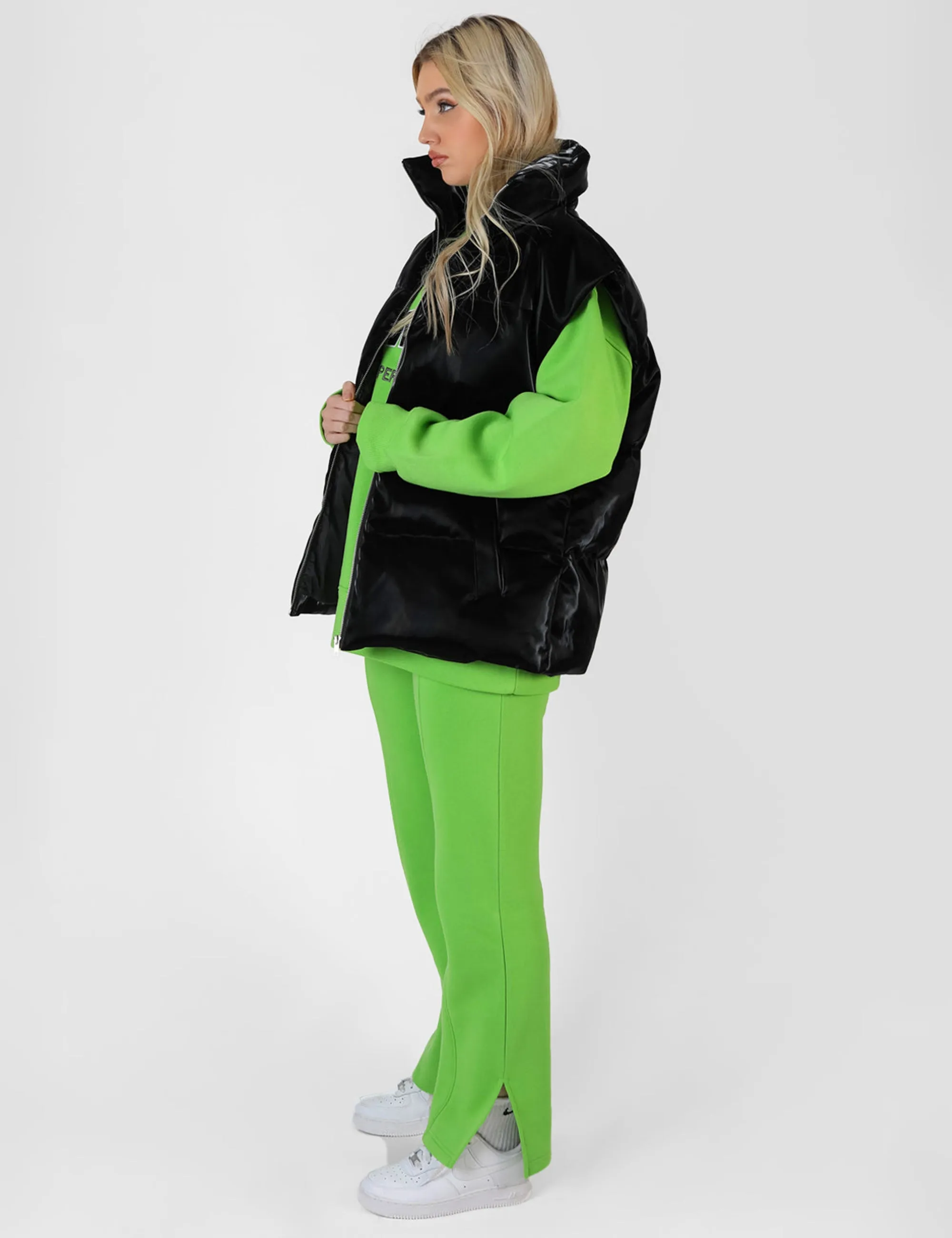 High Shine Holographic Gilet Black