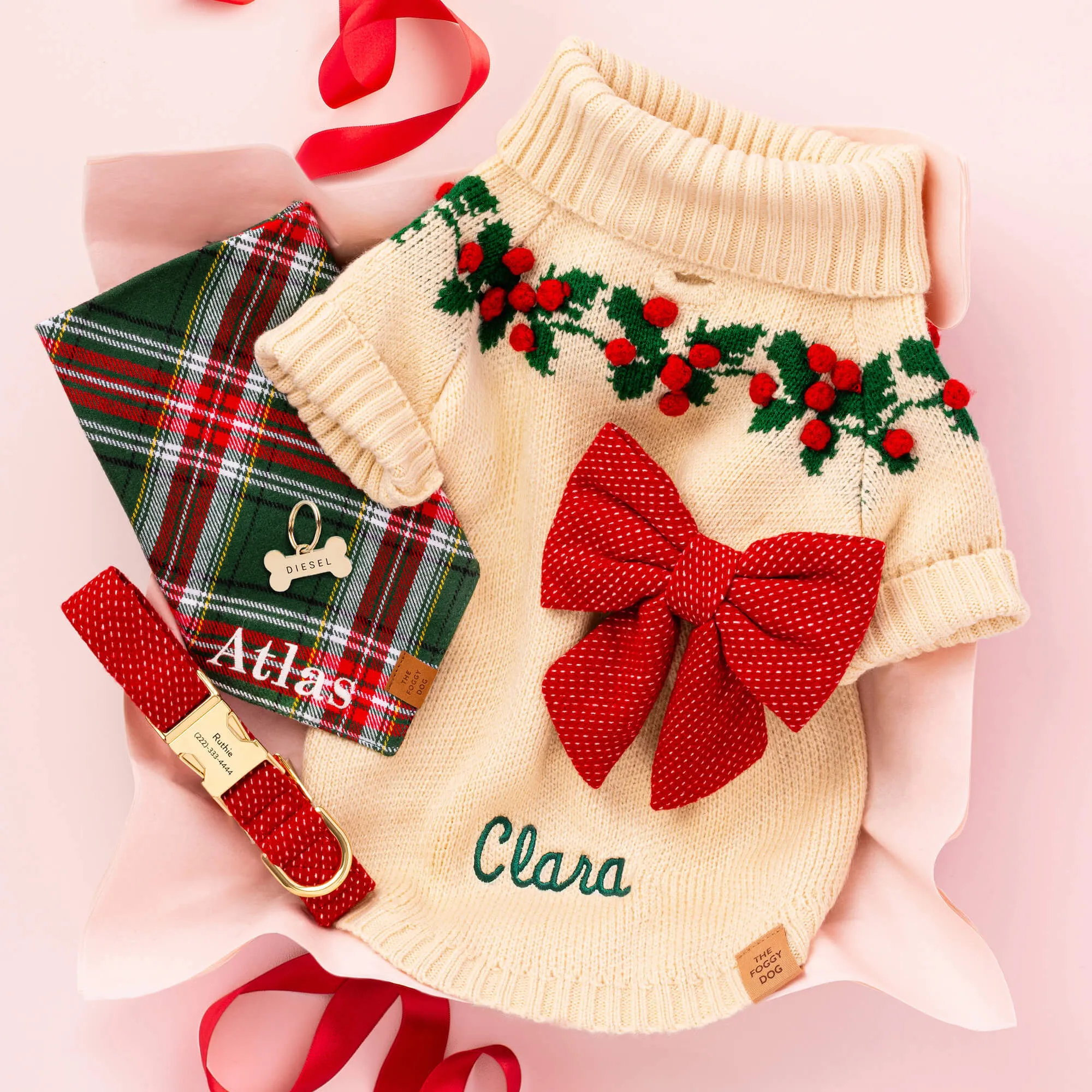 Holly Bobble Dog Sweater