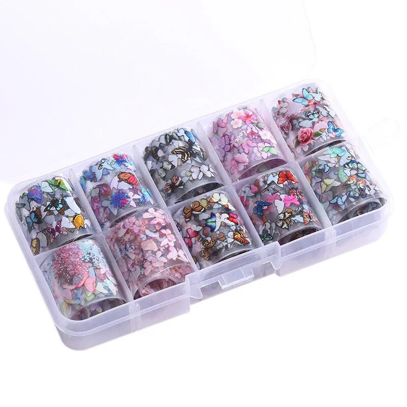 Holographic Multi-Pattern Nail Art Foil Sticker Decoration Set