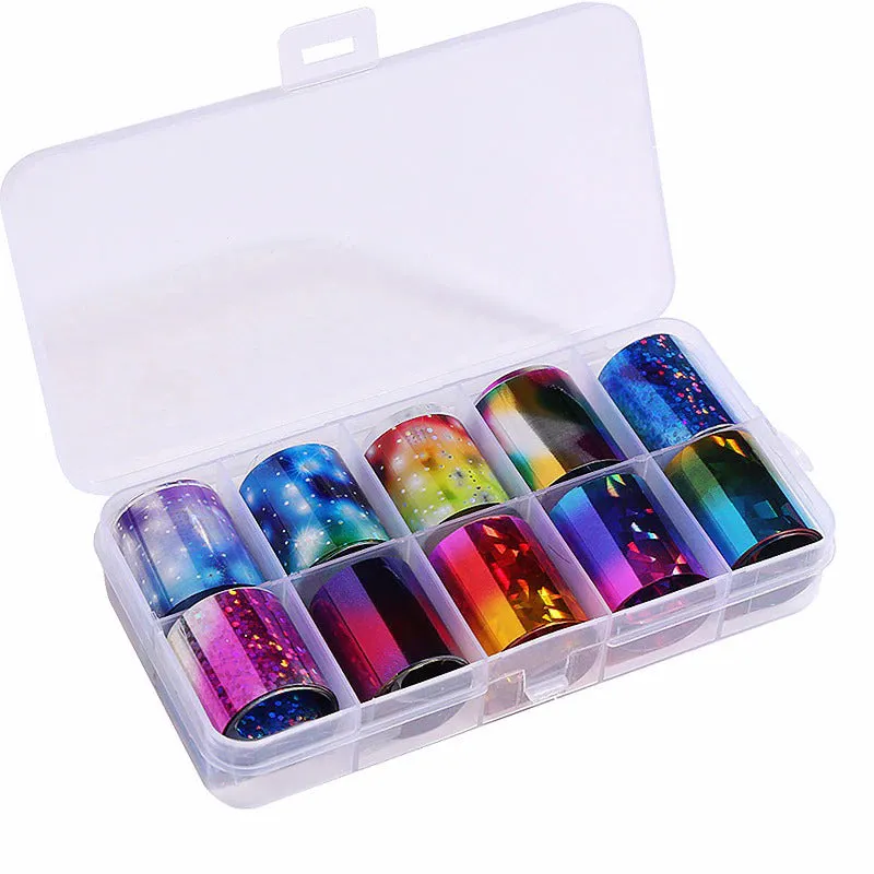 Holographic Multi-Pattern Nail Art Foil Sticker Decoration Set