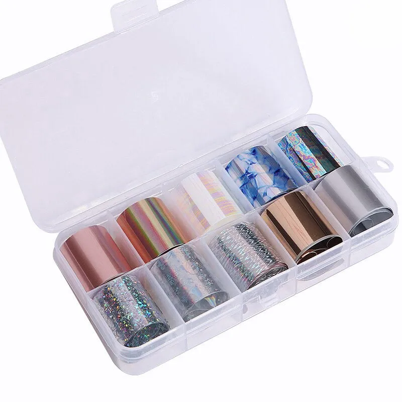 Holographic Multi-Pattern Nail Art Foil Sticker Decoration Set