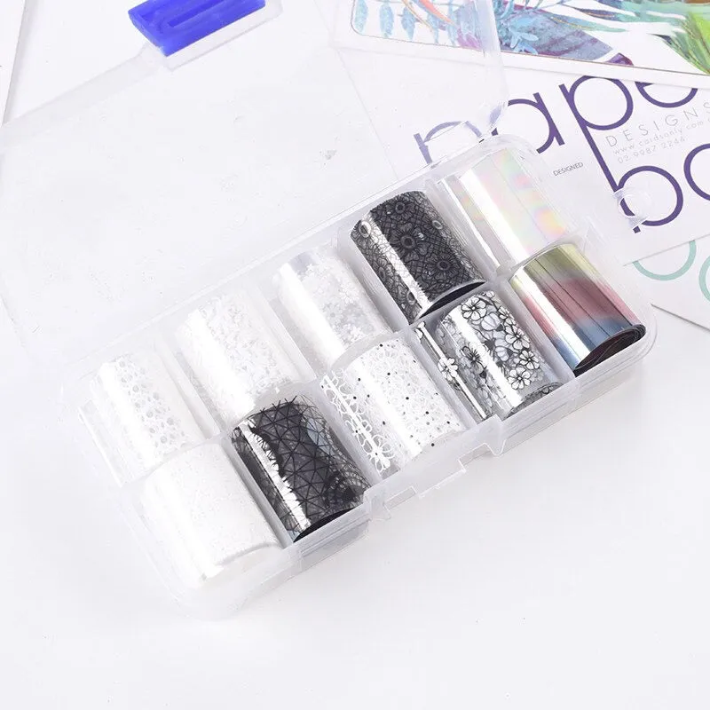 Holographic Multi-Pattern Nail Art Foil Sticker Decoration Set