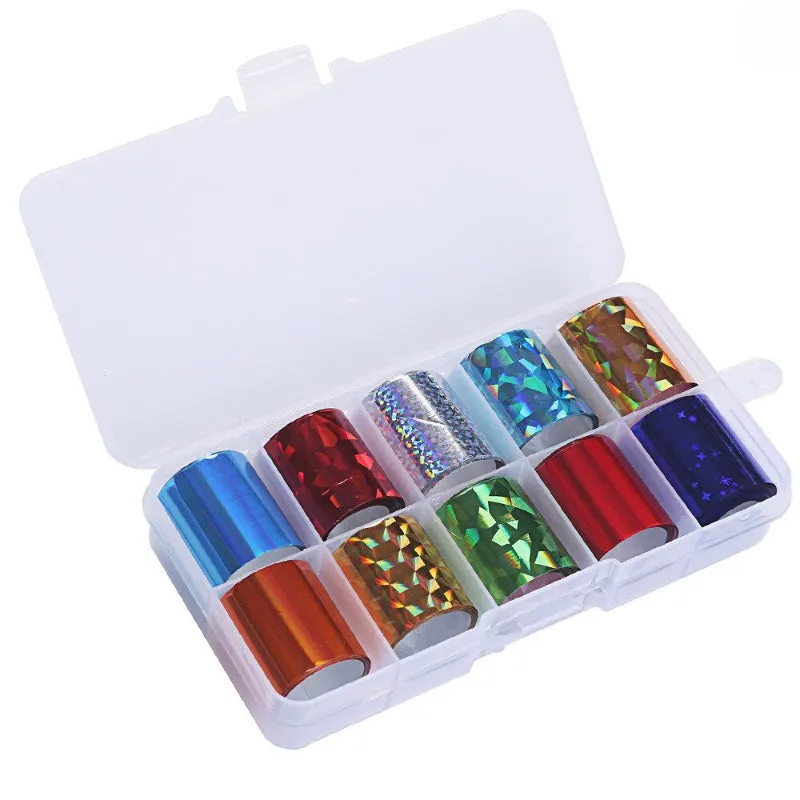 Holographic Multi-Pattern Nail Art Foil Sticker Decoration Set