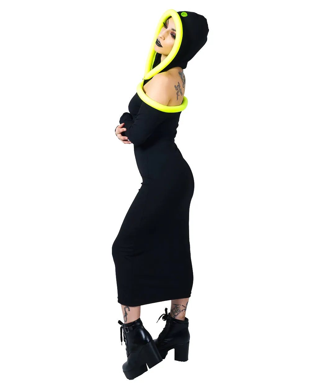 HOODIE OFF SHOULDER DRESS