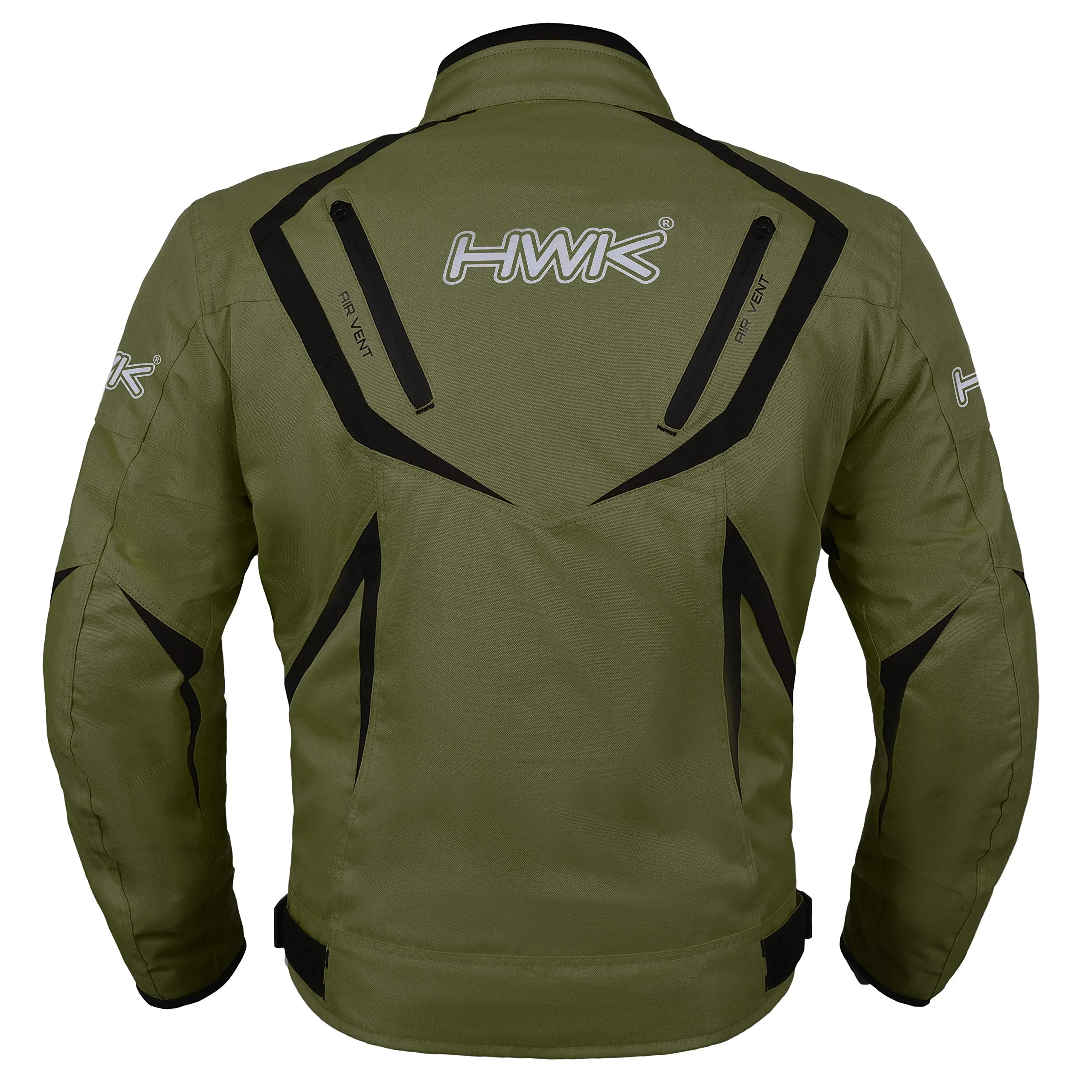 HWK Motorcycle Jacket Riding Mens Textile Motocross Dualsport Racing Hi-Vis Biker CE Armored Water Resistant Jackets (Military Green, 2XL)