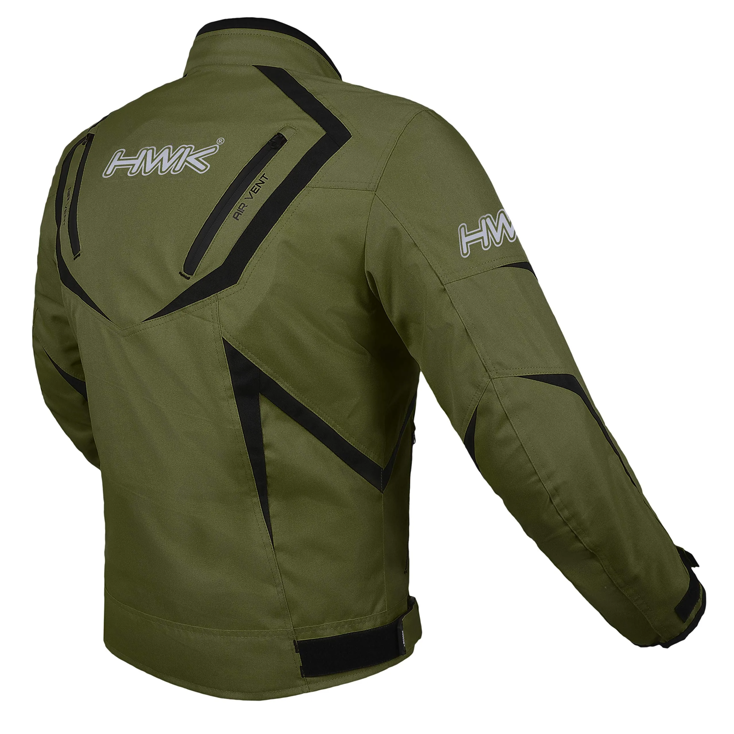 HWK Motorcycle Jacket Riding Mens Textile Motocross Dualsport Racing Hi-Vis Biker CE Armored Water Resistant Jackets (Military Green, 2XL)