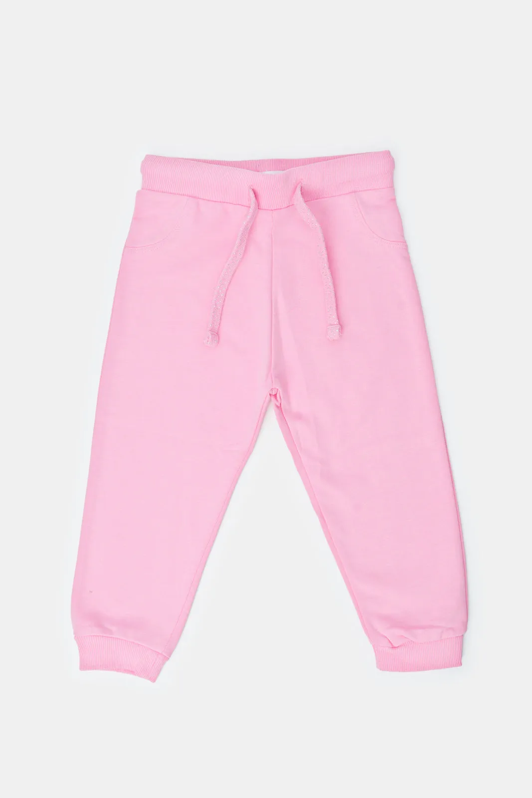 Infant Girls Pink Solid Active Pants