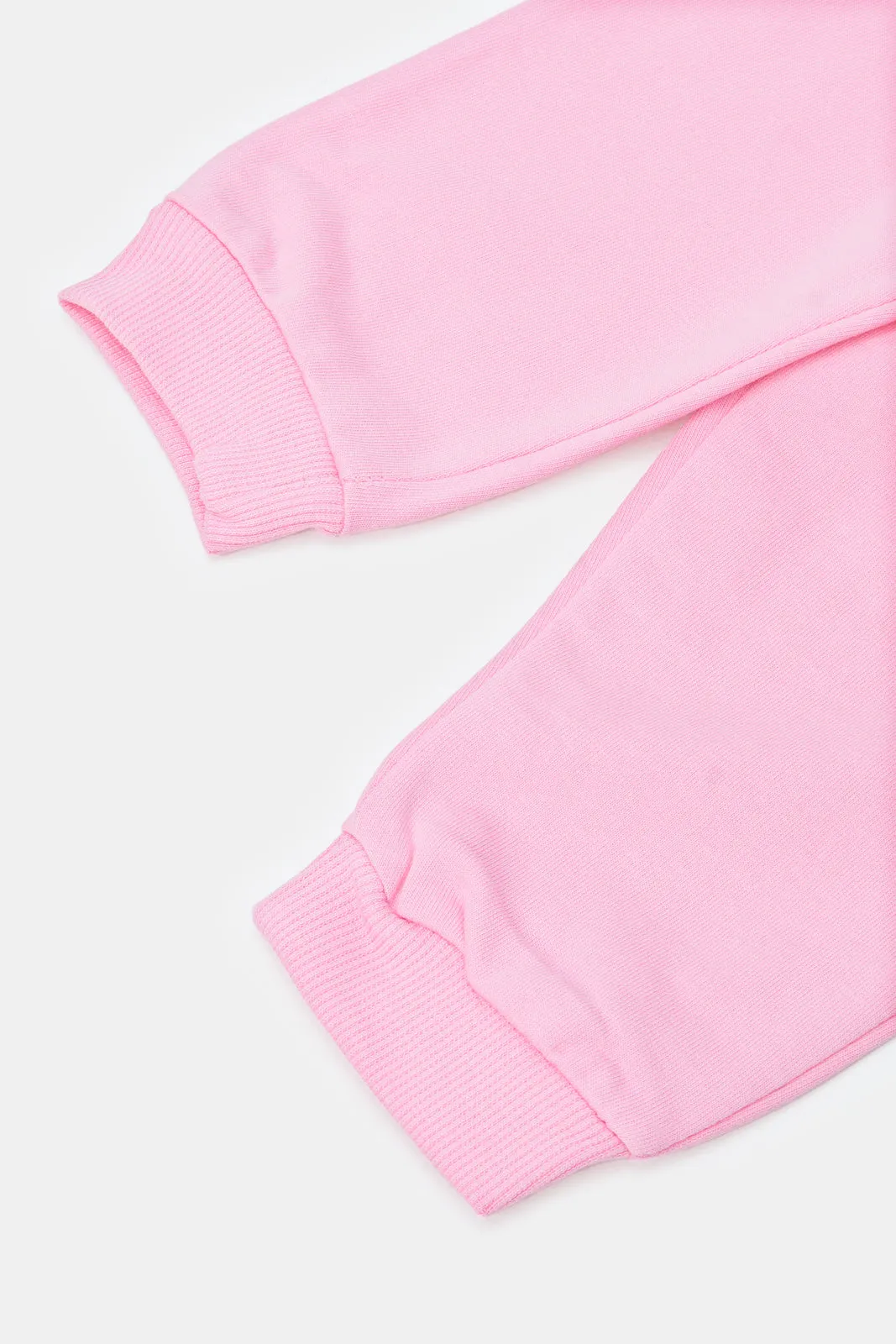Infant Girls Pink Solid Active Pants