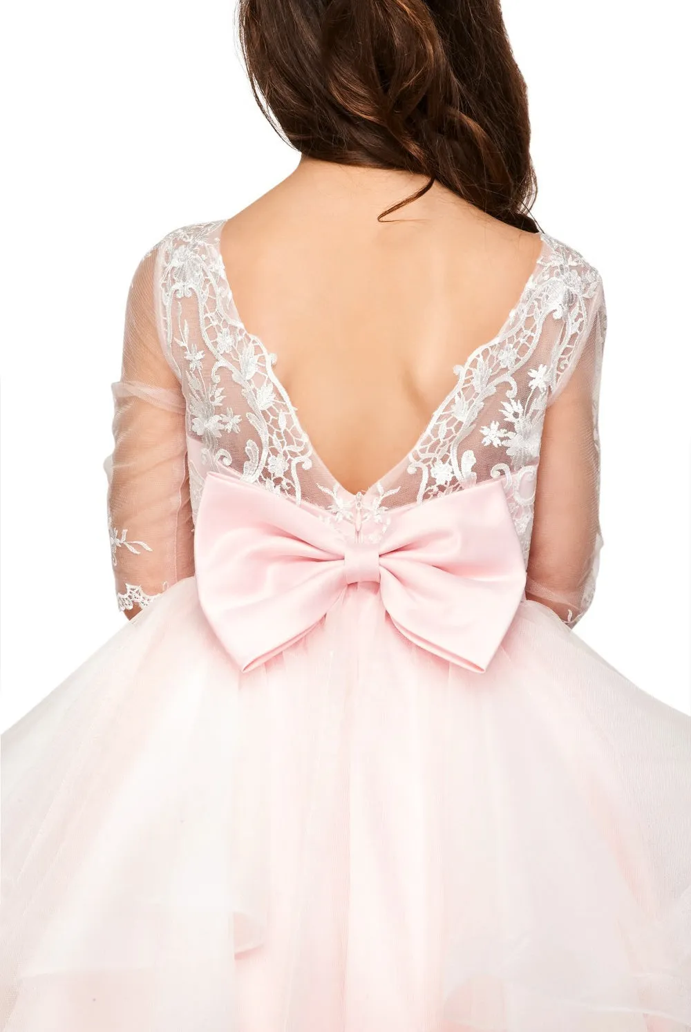 Lace Bodice A-Line Girl Party Dress by Cinderella Couture USA AS5075N