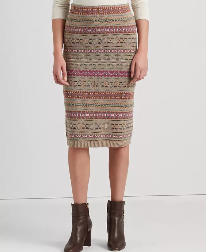 Lauren Ralph Lauren Women's Fair Isle Linen-Blend Pencil Skirt