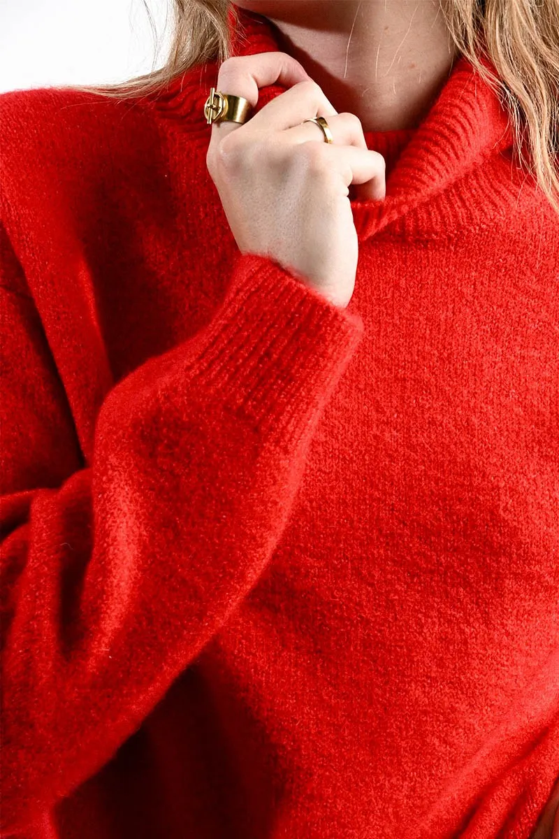 Lili Sidonio Red Casual Knitted Sweater