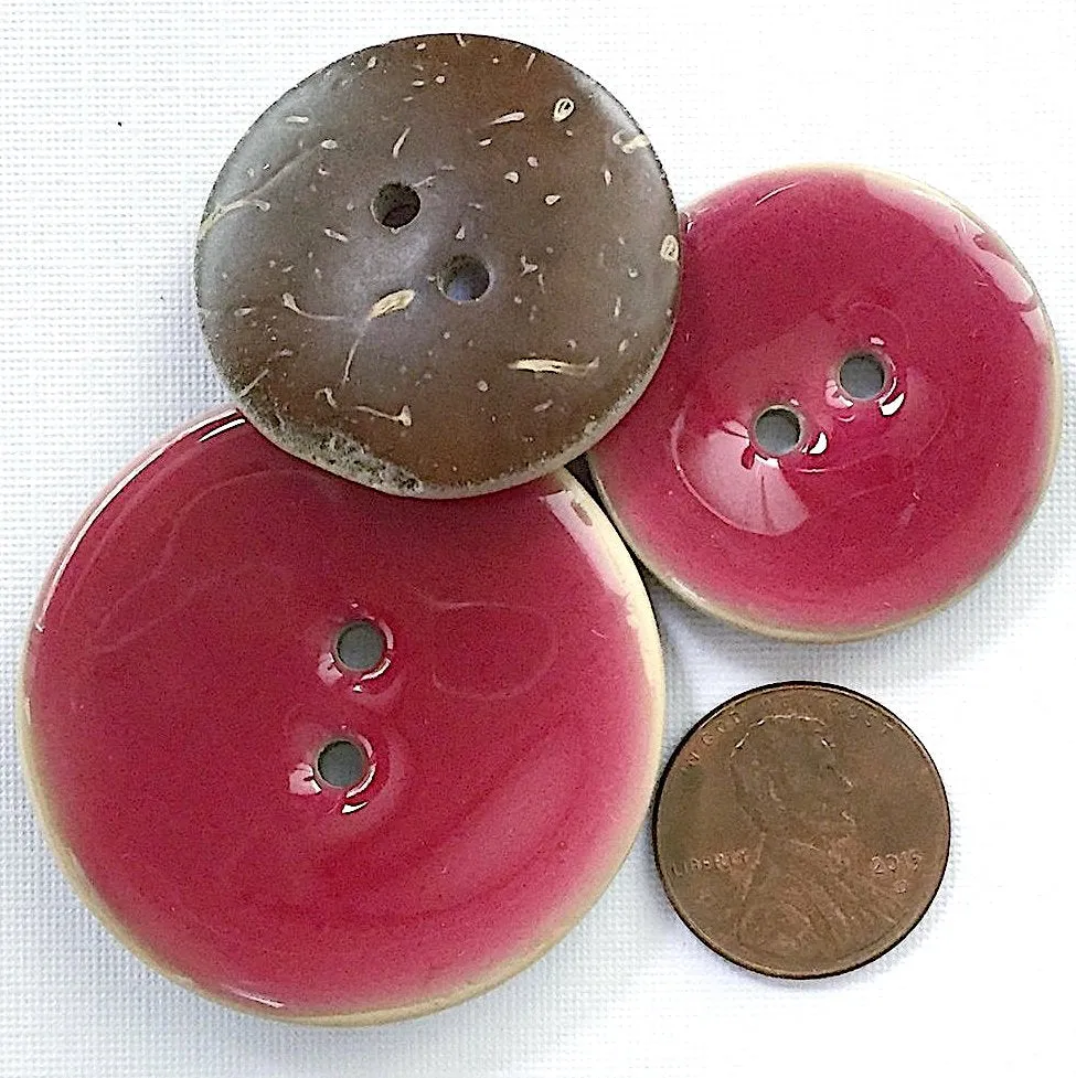 Magenta Shiny Large Coconut Button, 1-3/16" or 1-9/16"