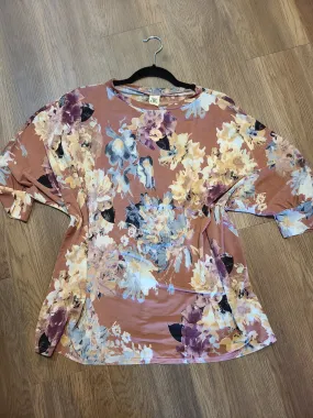 Mauve Floral 3/4 Sleeve Top