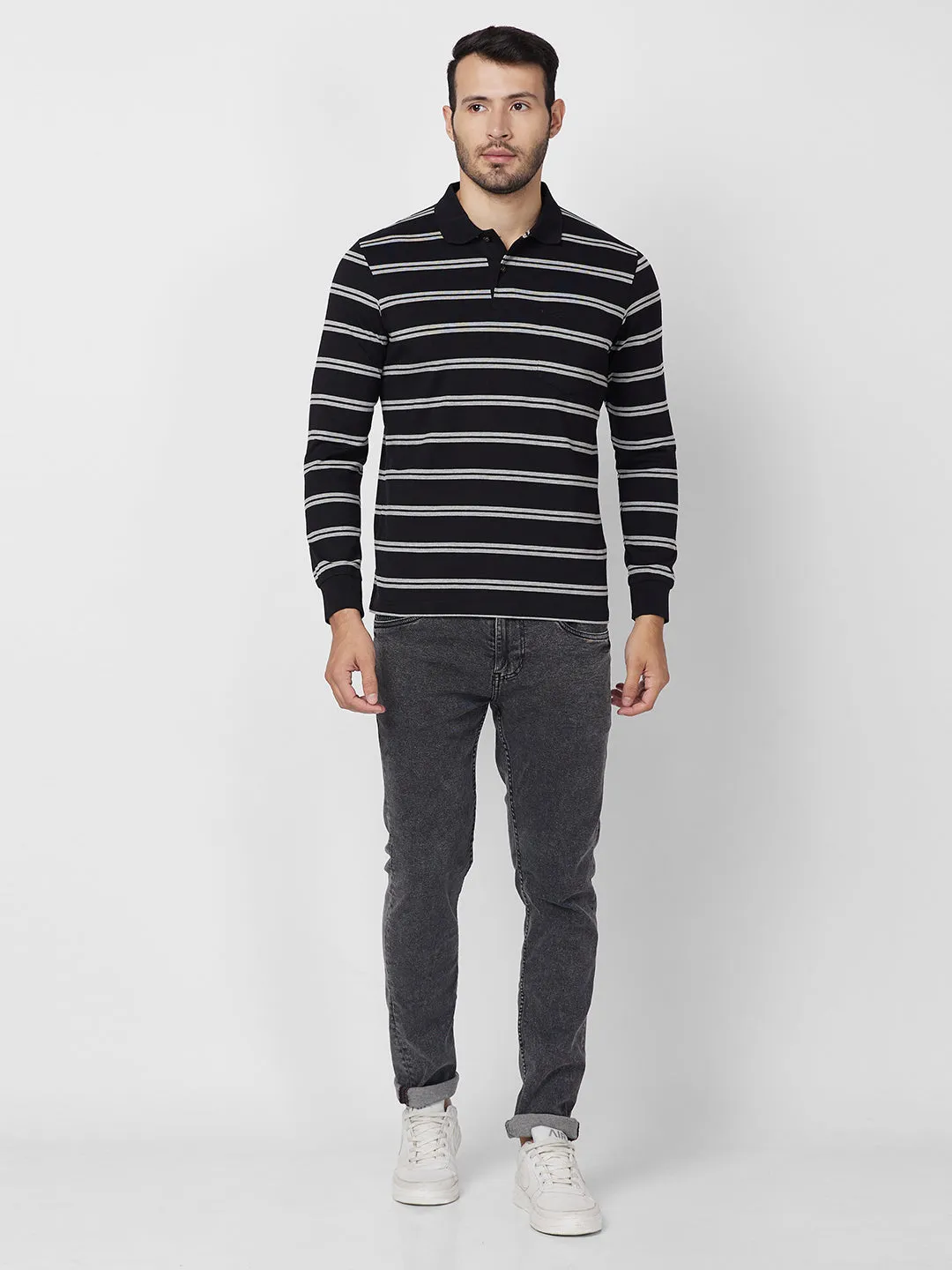 Men's Full Sleeve Jersey Striper Polo