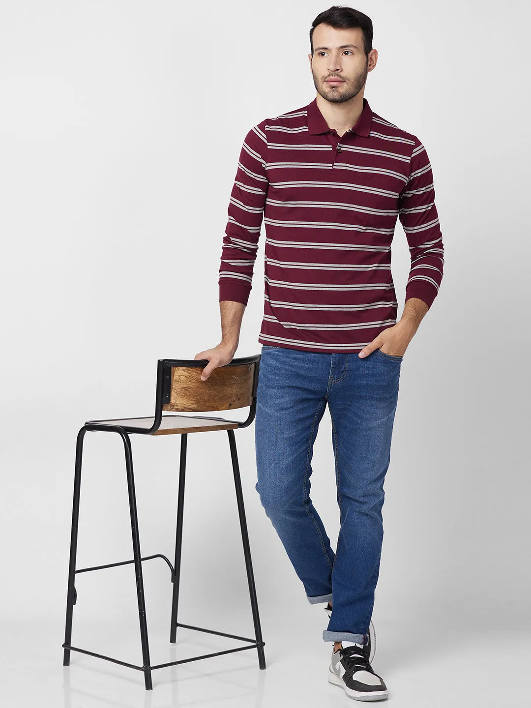Men's Full Sleeve Jersey Striper Polo
